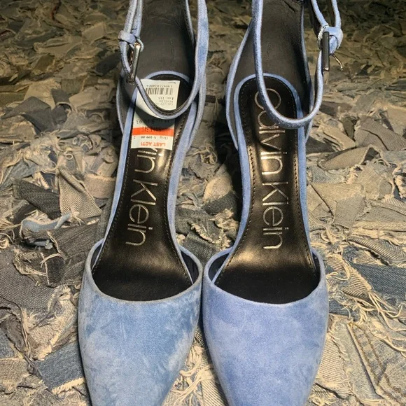 Baby Blue Suede Heels - Picture 3 of 8